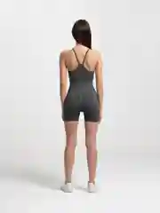 Угольный женский костюм для фитнеса: шорты и топ