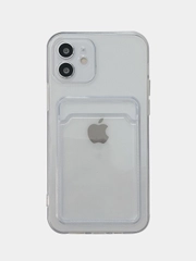 Чехол для iPhone XR, 11, 12Pro, 13Pro, с карманом для карт, прозрачный силикон