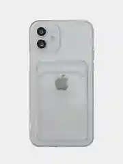 Чехол для iPhone XR, 11, 12Pro, 13Pro, с карманом для карт, прозрачный силикон