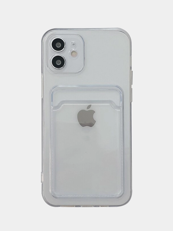 Чехол для iPhone XR, 11, 12Pro, 13Pro, с карманом для карт, прозрачный силикон