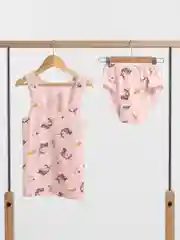 Розовый комплект х/б белья для девочек / майка и трусы для девочек