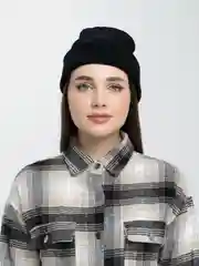 Фиолетовый шапка-бини вязаная, унисекс, 13 цветов