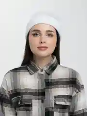 Белый шапка-бини вязаная, унисекс, 13 цветов