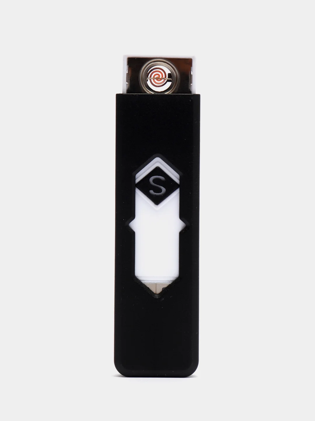 Черный электронная зажигалка USB, спиральная, ветрозащитная, без огня
