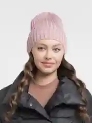 Пудровый шапка вязаная, весенняя