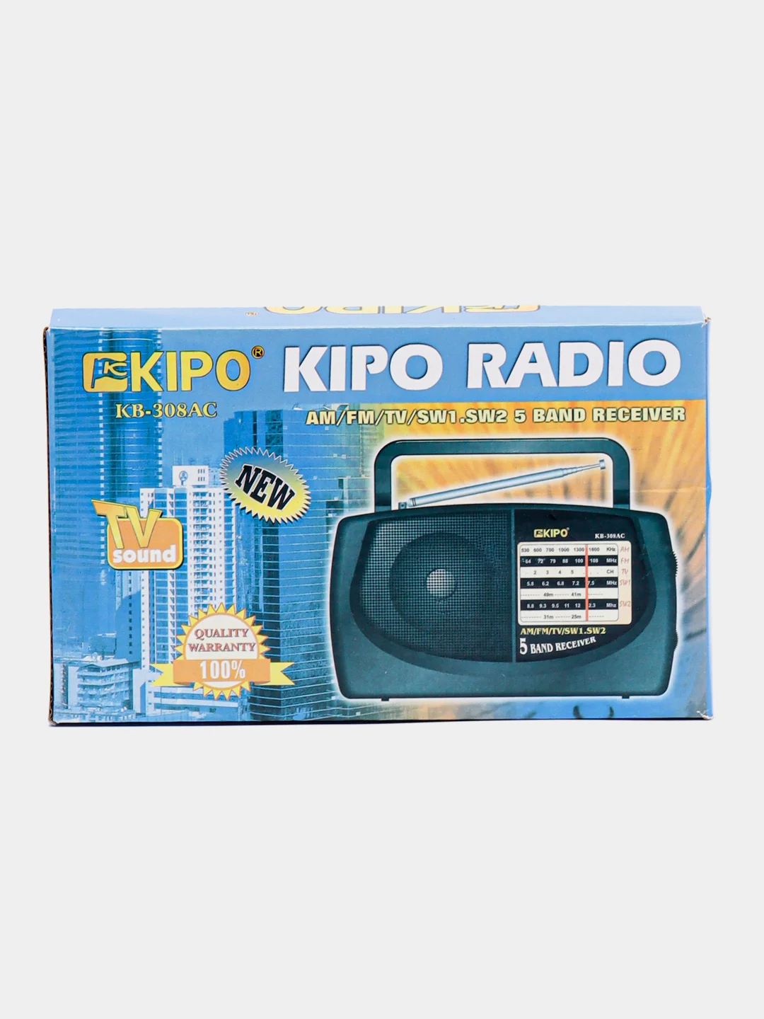 Радио портативное KIPO KB 308 AC, 5 диапазонное. радиоприемник FM