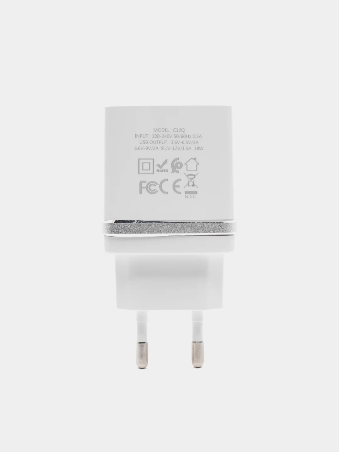 Белый сетевое зарядное устройство Hoco C12Q, Micro-USB 3.0A, 18W, 1 м