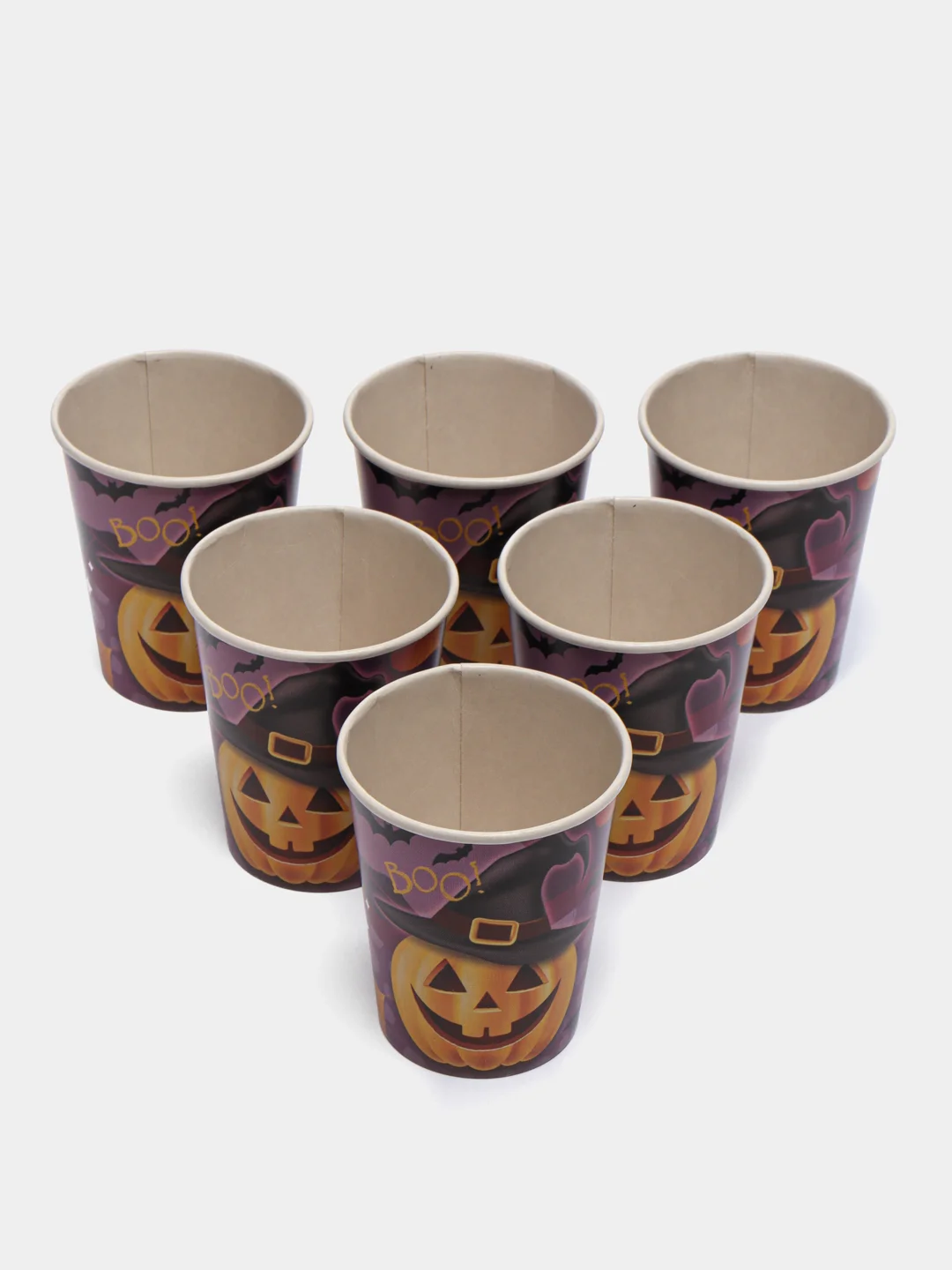 Фиолетовый набор стаканов бумажный Halloween, 6 штук, 250 мл "Вечеринка Хэллоуин"