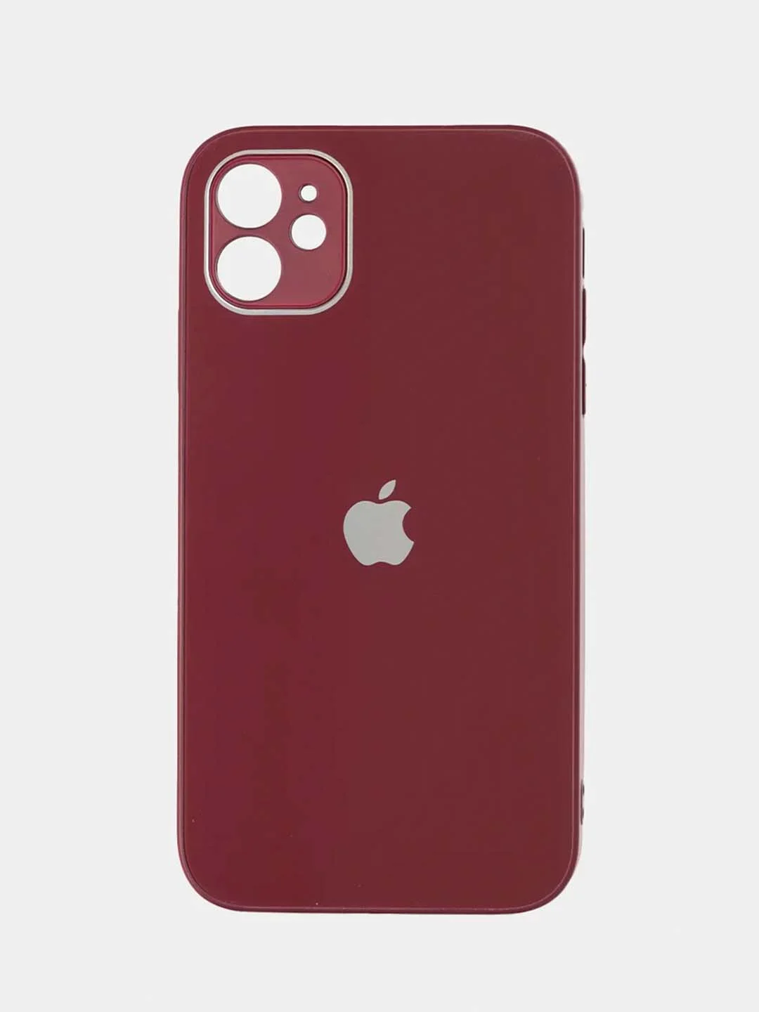 Тёмно-бордовый силиконовый чехол для iPhone 11, со стеклянной панелью и защитой для камеры