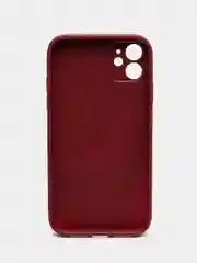 Тёмно-бордовый силиконовый чехол для iPhone 11, со стеклянной панелью и защитой для камеры