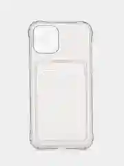 Прозрачный чехол с карманом для карт айфон iPhone  11 13 12 XR XS 7 8 Pro Max силикон