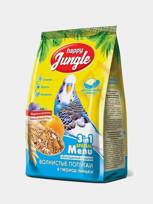 Happy Jungle Корм для волнистых попугаев при линьке 500 г