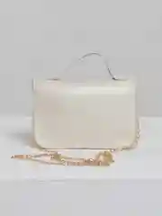 Белый женская сумка из экокожи, клатч с цепью через плечо