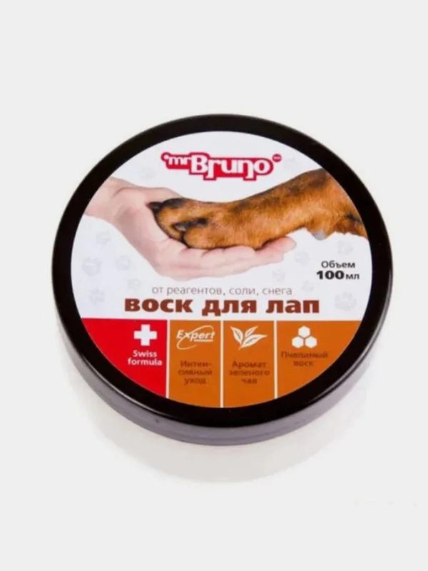 Воск для лап с пчелиным воском, защита для сухой кожи Мr.Bruno, 100 мл