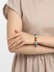 Лазурный браслет женский из бусин,  на резинке