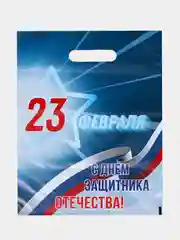 Синий пакет подарочный, 30 х 40 см 23 февраля, 8 марта
