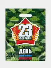 Желтый пакет подарочный, 30 х 40 см 23 февраля, 8 марта