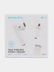 Белый наушники внутриканальные TWS Borofone BW07, беспроводные, bluetooth, с микрофоном