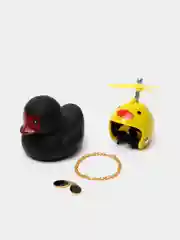 Хаки игрушка "Утка в шлеме и очках", с пропеллером, в машину