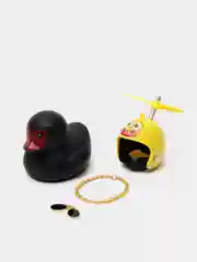 Бежевый меланж игрушка "Утка в шлеме и очках", с пропеллером, в машину