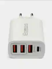 Зарядное устройство блок питания адаптер 3 USB, 1 Type-C, 4 входа