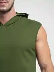 Зеленый майка мужская, с капюшоном, хлопок
