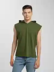 Зеленый майка мужская, с капюшоном, хлопок
