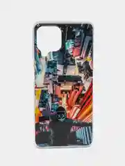 Бордовый чехол Samsung Galaxy A22, M22, M32, Самсунг Галакси А22, М22, М32 силиконовый с рисунком