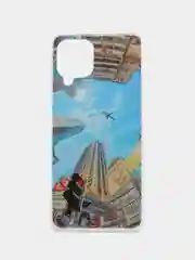 Голубой чехол Samsung Galaxy A22, M22, M32, Самсунг Галакси А22, М22, М32 силиконовый с рисунком