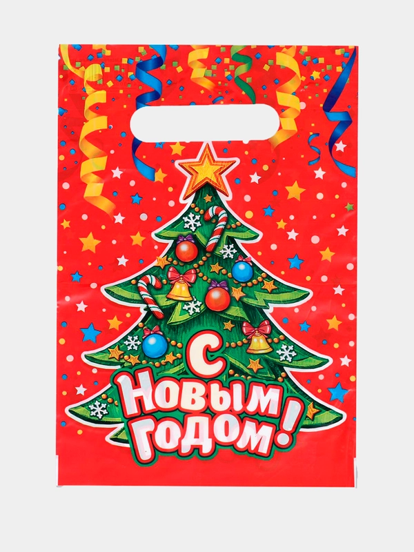 Пакет новогодний полиэтиленовый, 20*30 см