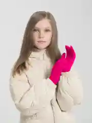 Тёмно-розовый детские демисезонные перчатки