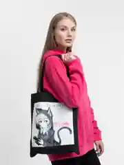 Тёмно-коричневый шоппер с принтом "Аниме" из плотной ткани, эко-сумка, шоппер