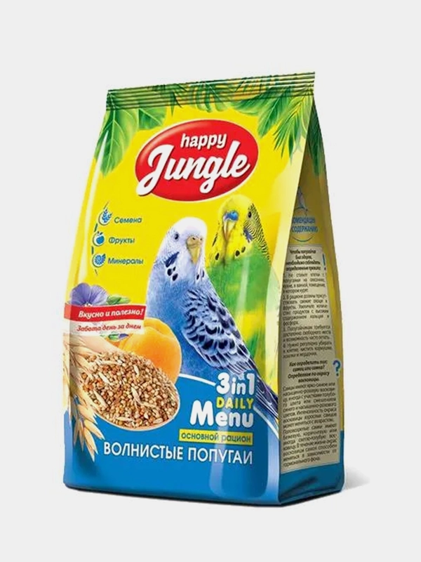 Корм сухой Happy Jungle для волнистых попугаев, 500 г