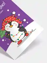 Новогодние мини-открытки "Весёлые пингвины", с пожеланиями к Новому году, 5 видов