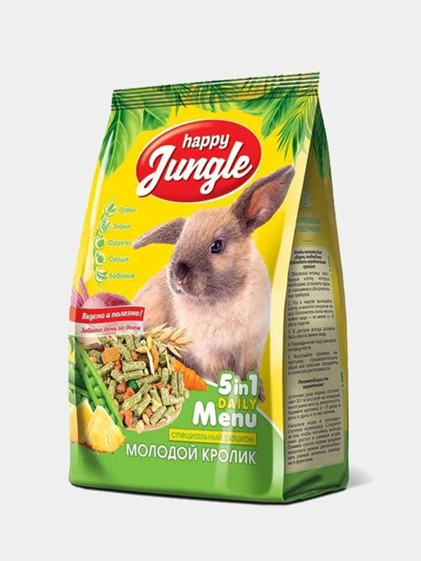 Корм для молодых кроликов (400 г), Happy Junglе