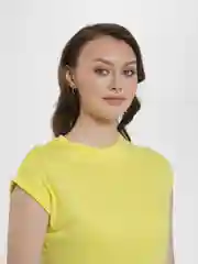 Желтый футболка женская, с укороченным рукавом