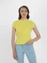 Желтый футболка женская, с укороченным рукавом