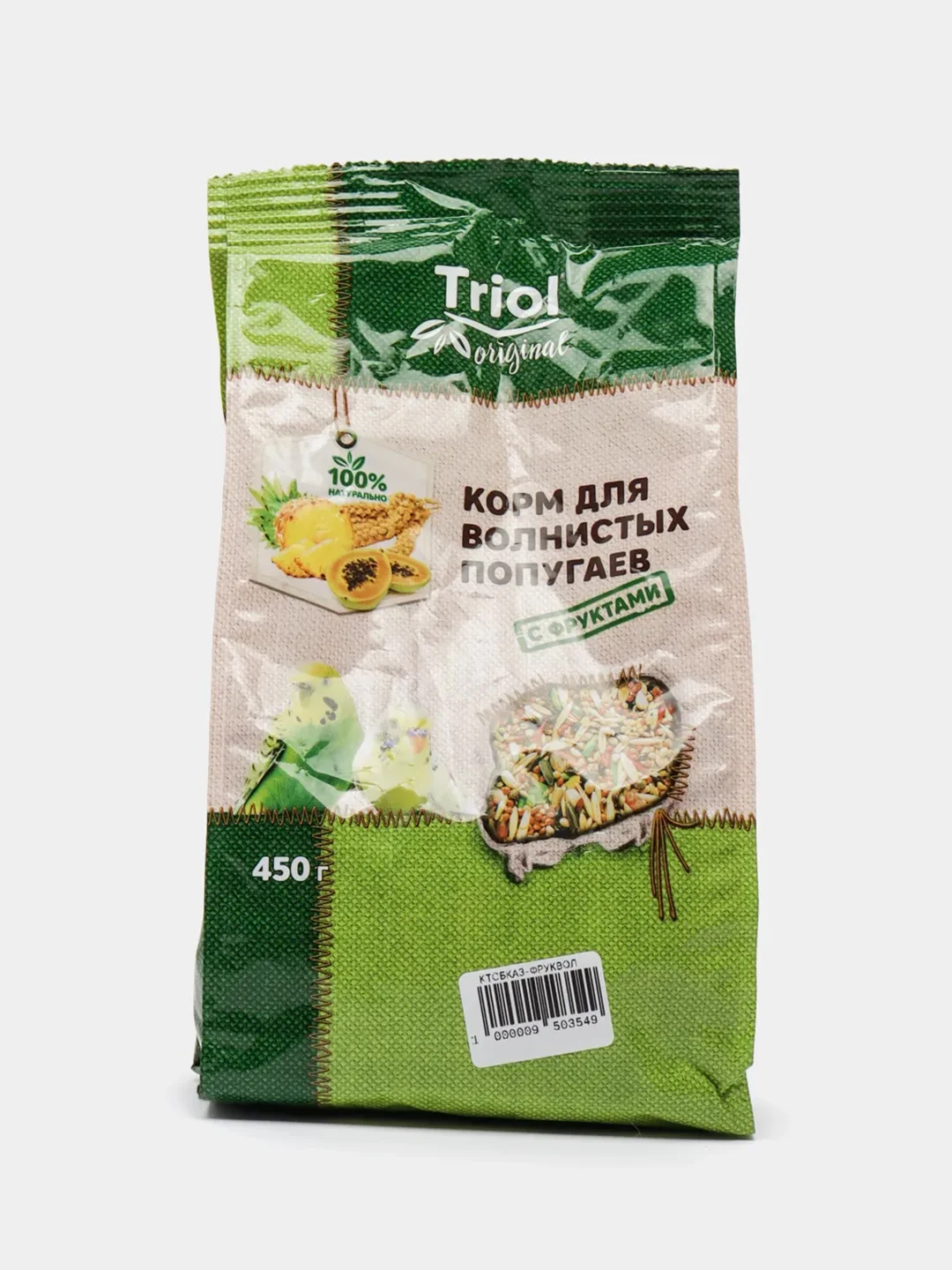 Основной корм для волнистых попугаев с фруктами 450 гр