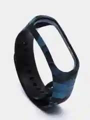 Синий силиконовый ремешок для Xiaomi Mi Band 3 и Mi Band 4 с принтом камуфляж