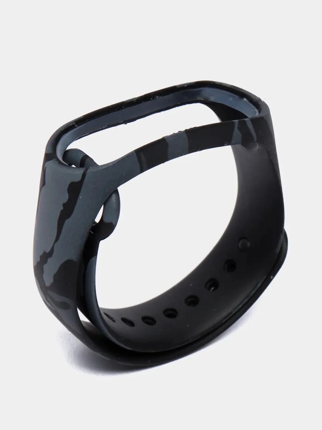 Серый силиконовый ремешок для Xiaomi Mi Band 3 и Mi Band 4 с принтом камуфляж