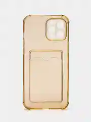 Золотой чехол для iPhone XR, 11, 12, 13, 14 Pro Max, 7, 8+, прозрачный, силиконовый, с карманом для карт