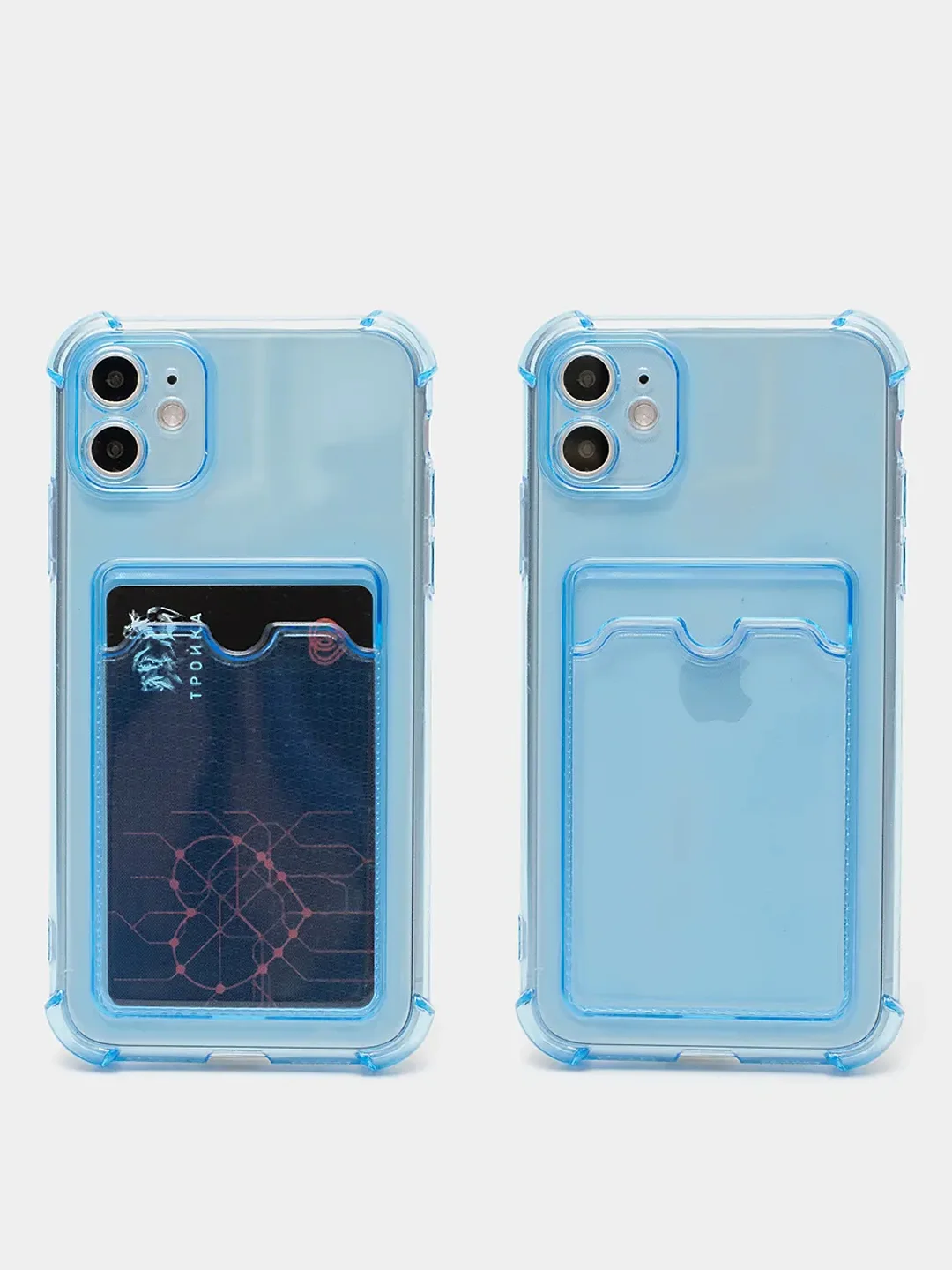 Чехол для iPhone XR, 11, 12, 13, 14 Pro Max, 7, 8+, прозрачный, силиконовый, с карманом для карт