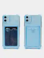 Чехол для iPhone XR, 11, 12, 13, 14 Pro Max, 7, 8+, прозрачный, силиконовый, с карманом для карт