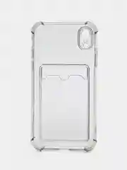 Тёмно-серый чехол для iPhone XR, 11, 12, 13, 14 Pro Max, 7, 8+, прозрачный, силиконовый, с карманом для карт