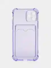 Лавандовый чехол для iPhone XR, 11, 12, 13, 14 Pro Max, 7, 8+, прозрачный, силиконовый, с карманом для карт
