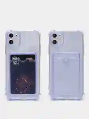 Лавандовый чехол для iPhone XR, 11, 12, 13, 14 Pro Max, 7, 8+, прозрачный, силиконовый, с карманом для карт