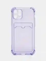 Лавандовый чехол для iPhone XR, 11, 12, 13, 14 Pro Max, 7, 8+, прозрачный, силиконовый, с карманом для карт
