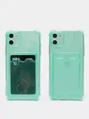 Чехол для iPhone XR, 11, 12, 13, 14 Pro Max, 7, 8+, прозрачный, силиконовый, с карманом для карт