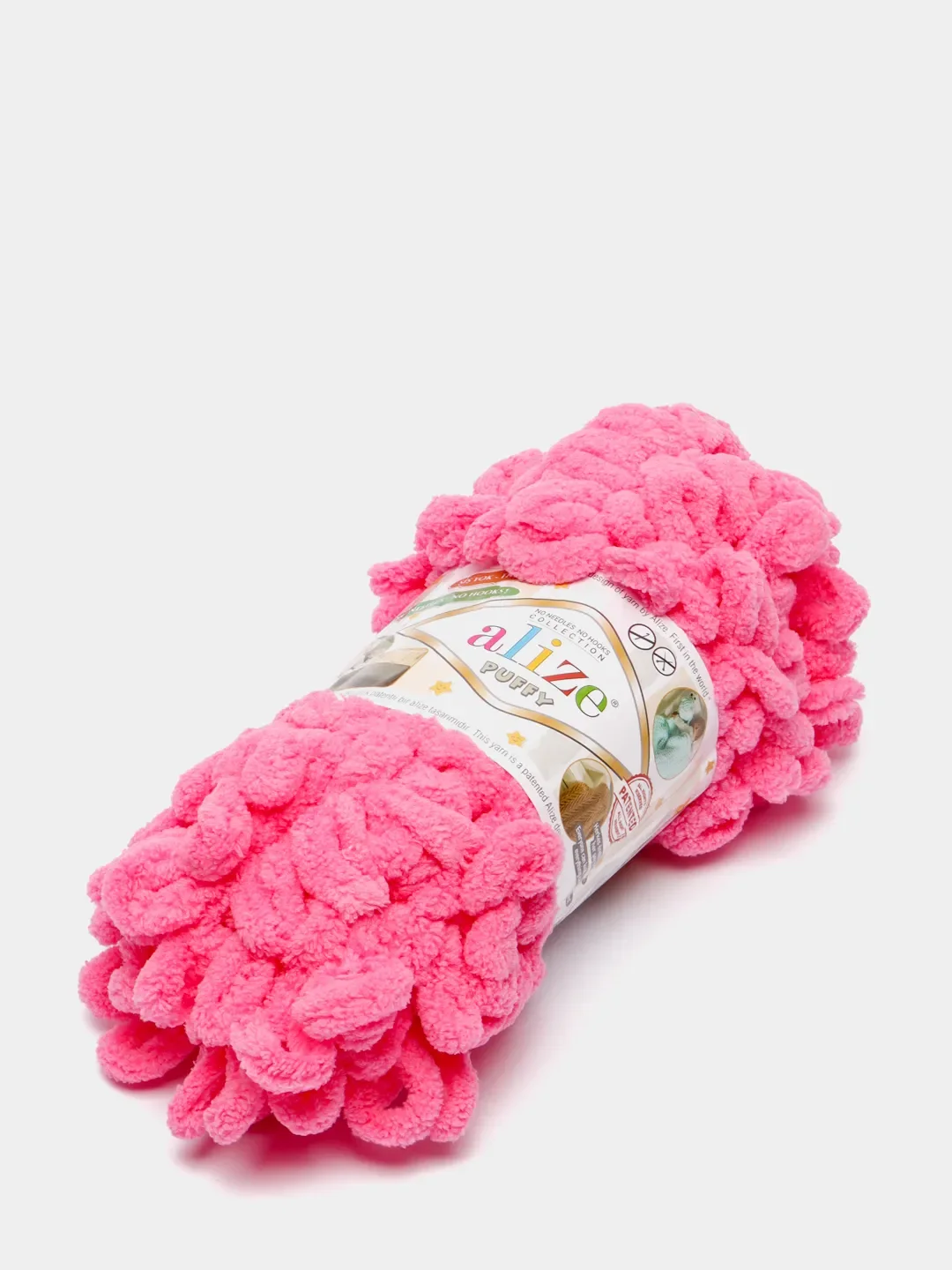 Розовый пряжа Alize Puffy петельки, упаковка 5 мотков, 100% микрополиэстер
