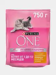 Сухой корм Purina ONE для котят, с высоким содержанием курицы и цельными злаками, 750 г
